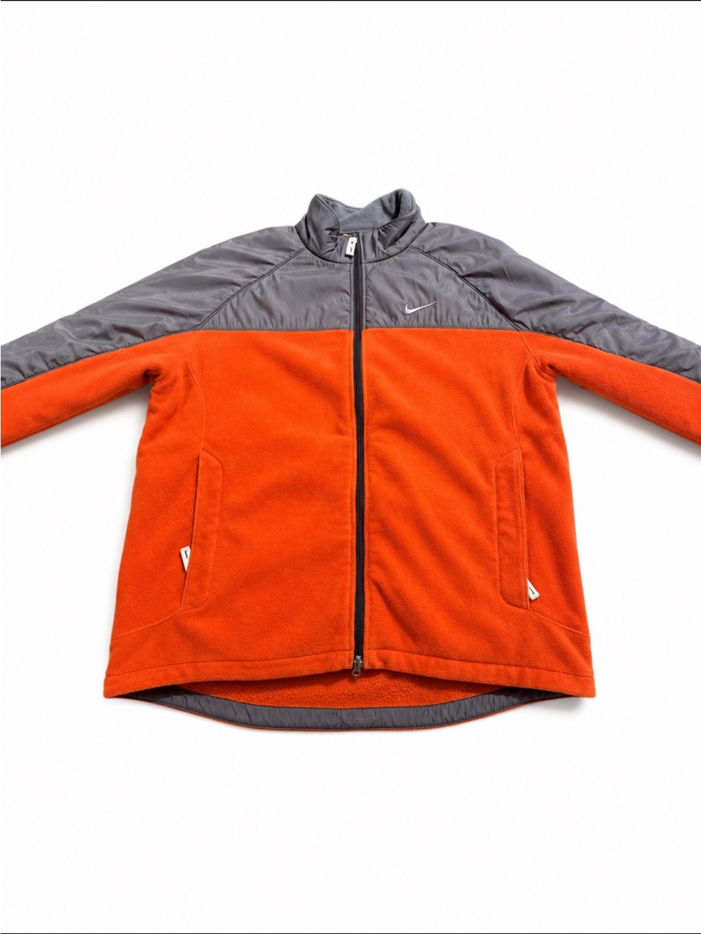Nike Orange and Gray Full-Zip Fleece Jacket